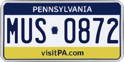 PA license plate MUS0872