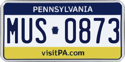 PA license plate MUS0873