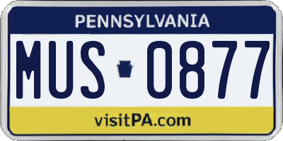 PA license plate MUS0877