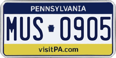 PA license plate MUS0905