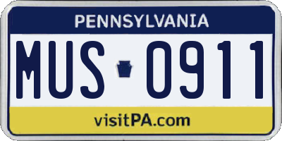 PA license plate MUS0911