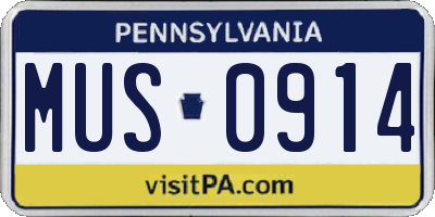 PA license plate MUS0914
