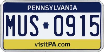 PA license plate MUS0915