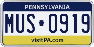PA license plate MUS0919