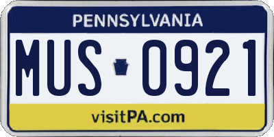 PA license plate MUS0921