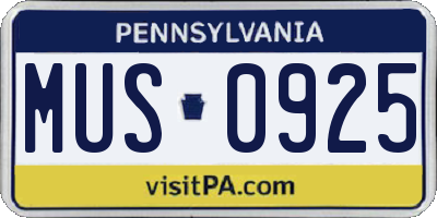 PA license plate MUS0925