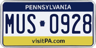 PA license plate MUS0928