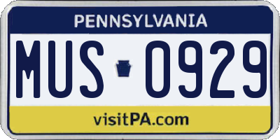 PA license plate MUS0929