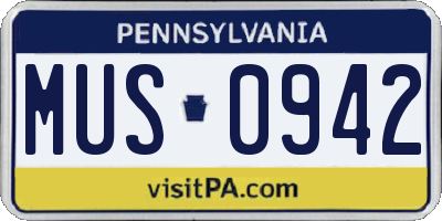 PA license plate MUS0942
