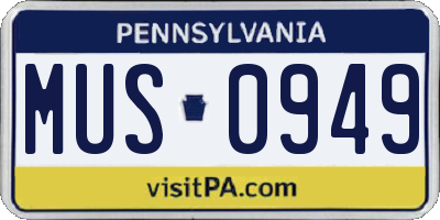 PA license plate MUS0949