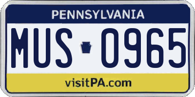 PA license plate MUS0965