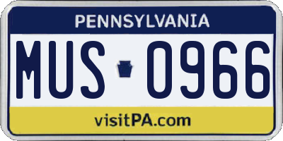PA license plate MUS0966