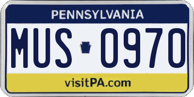 PA license plate MUS0970
