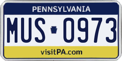PA license plate MUS0973