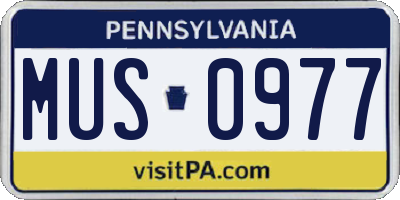 PA license plate MUS0977