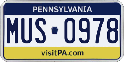 PA license plate MUS0978