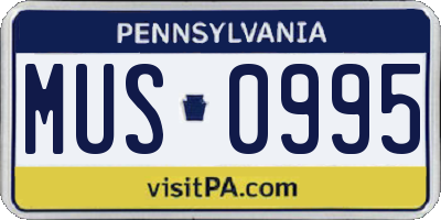 PA license plate MUS0995