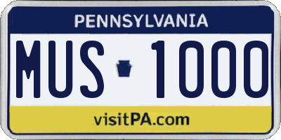 PA license plate MUS1000