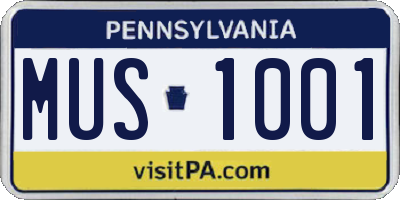 PA license plate MUS1001