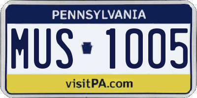 PA license plate MUS1005