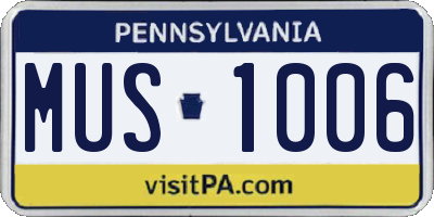 PA license plate MUS1006