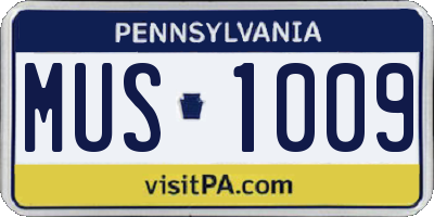 PA license plate MUS1009