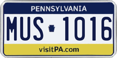 PA license plate MUS1016