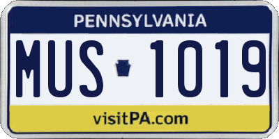 PA license plate MUS1019