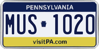 PA license plate MUS1020