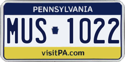 PA license plate MUS1022