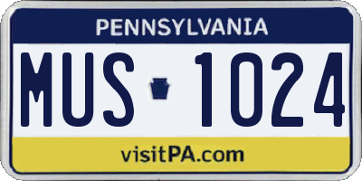 PA license plate MUS1024