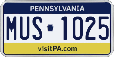 PA license plate MUS1025