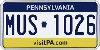 PA license plate MUS1026