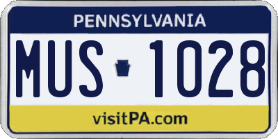 PA license plate MUS1028