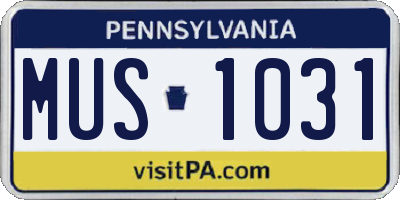 PA license plate MUS1031