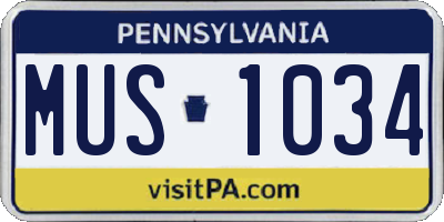 PA license plate MUS1034