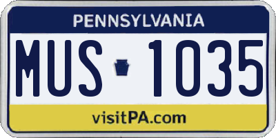 PA license plate MUS1035