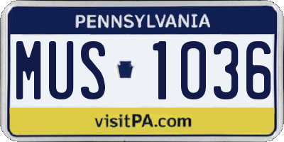 PA license plate MUS1036