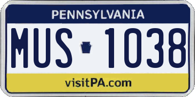 PA license plate MUS1038
