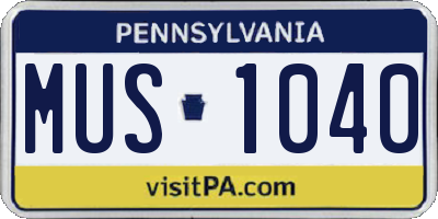 PA license plate MUS1040