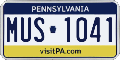 PA license plate MUS1041