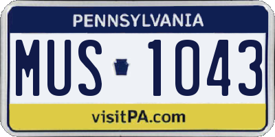 PA license plate MUS1043