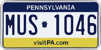 PA license plate MUS1046