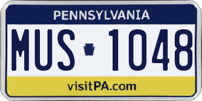 PA license plate MUS1048