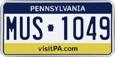 PA license plate MUS1049
