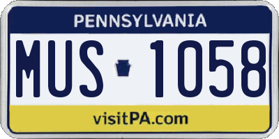 PA license plate MUS1058