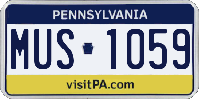 PA license plate MUS1059