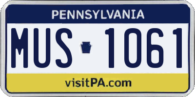 PA license plate MUS1061
