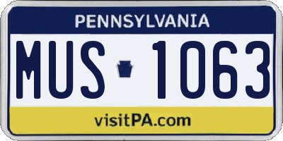 PA license plate MUS1063