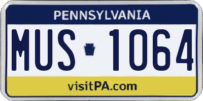 PA license plate MUS1064